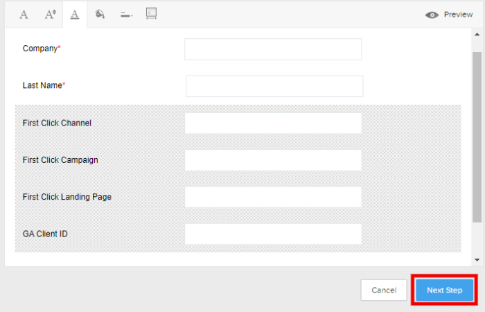 Zoho webform next step