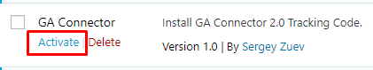 Activate GA Connector plugin