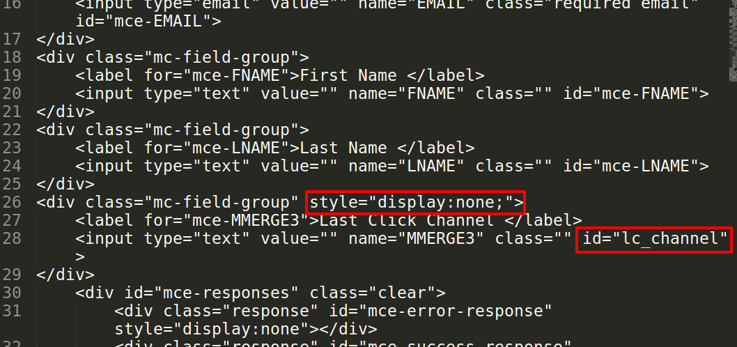 Add css rule display:none to the field groups and specific id for inputs