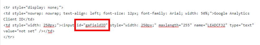 Input Google Analytics Client ID